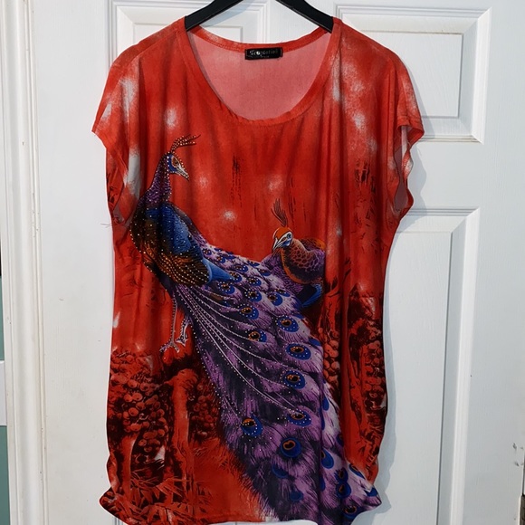 Beautiful Peacock Rhinestone Top - Picture 2 of 9